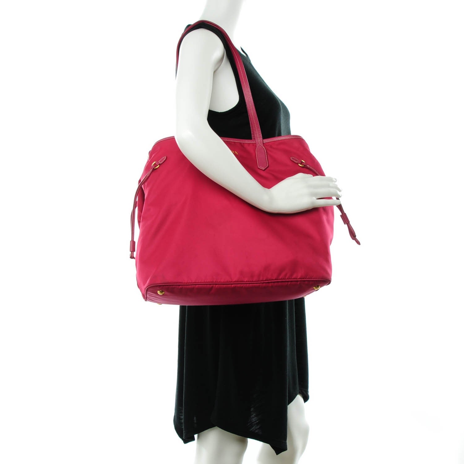 Prada Tessuto Nylon Saffiano Tote Ibisco 2 of 9