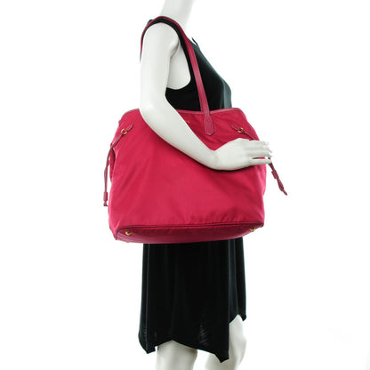 Prada Tessuto Nylon Saffiano Tote Ibisco 2 of 9