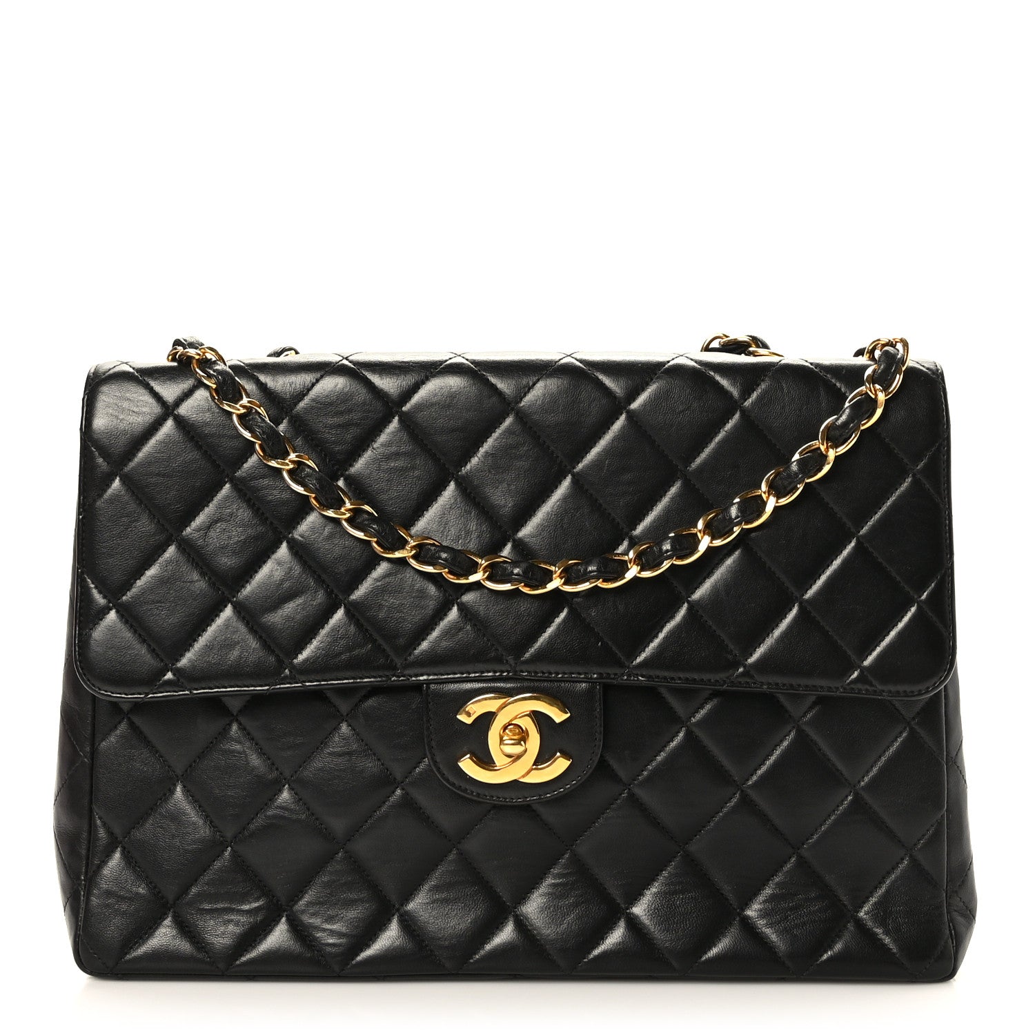 Chanel Lambskin Quilted Jumbo Single Flap Black 1 of 9