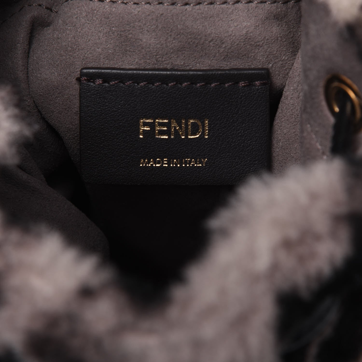 Fendi Shearling F is Fendi Macro FF 1974 Diagonal Mini Mon Tresor Bucket Bag Dove Black 6 of 18