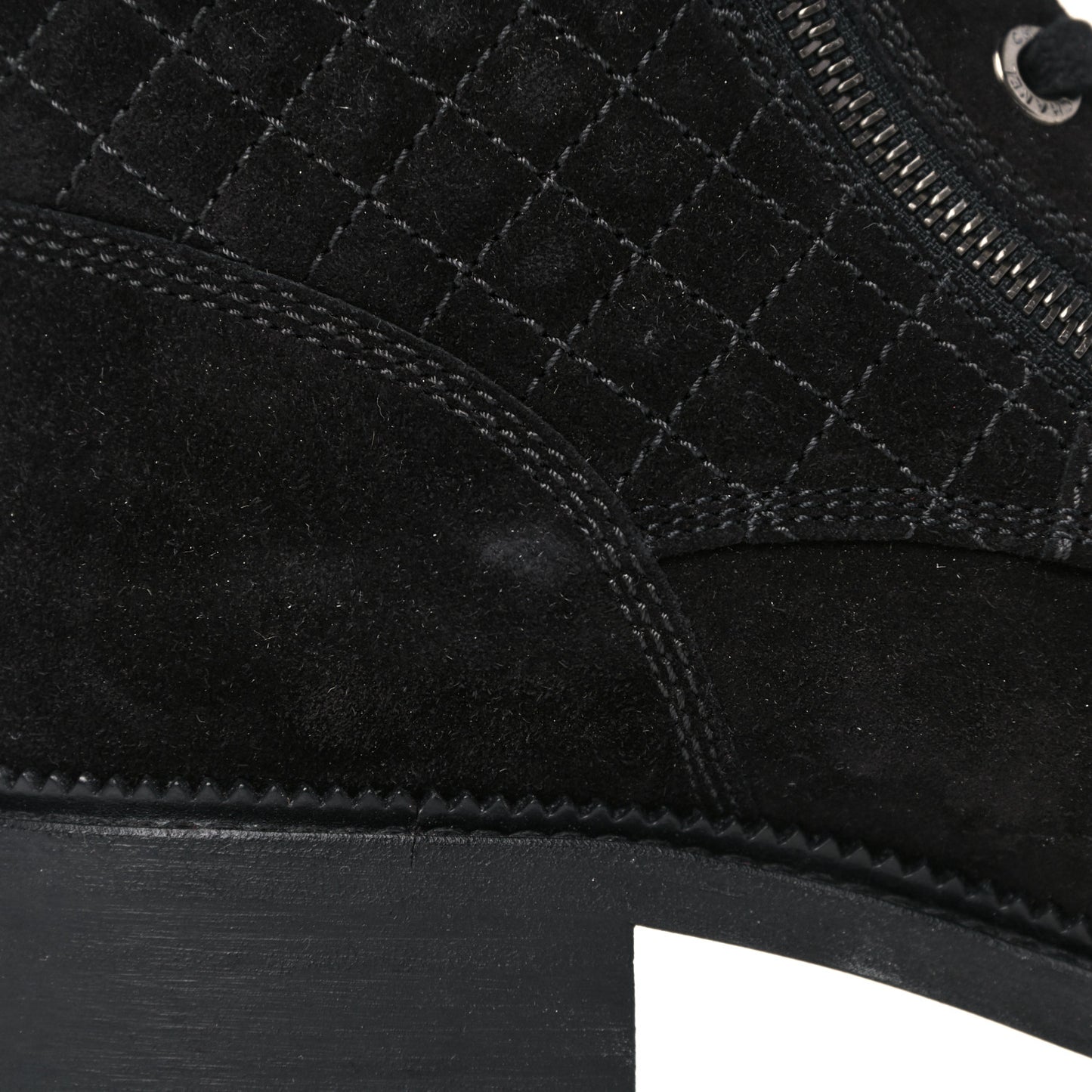 Suede Quilted CC Lace Up Combat Boots 41 Black