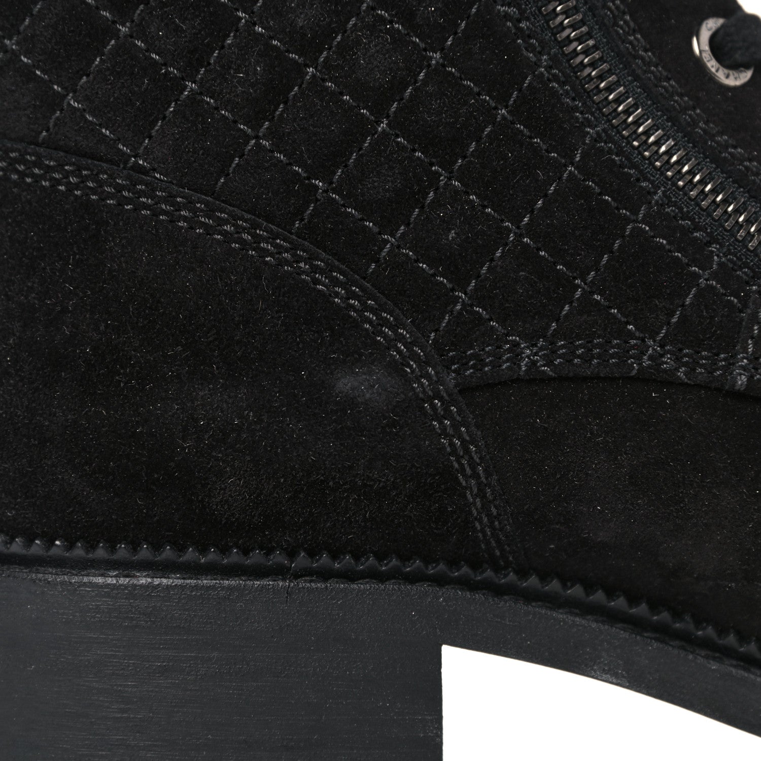 Chanel Suede Quilted CC Lace Up Combat Boots 41 Black 9 of 11