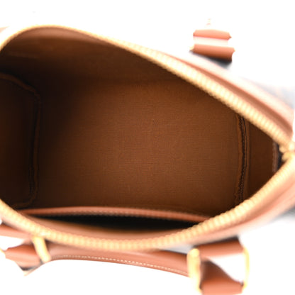 Celine Triomphe Canvas Calfskin Small Boston Bag Tan 5 of 9
