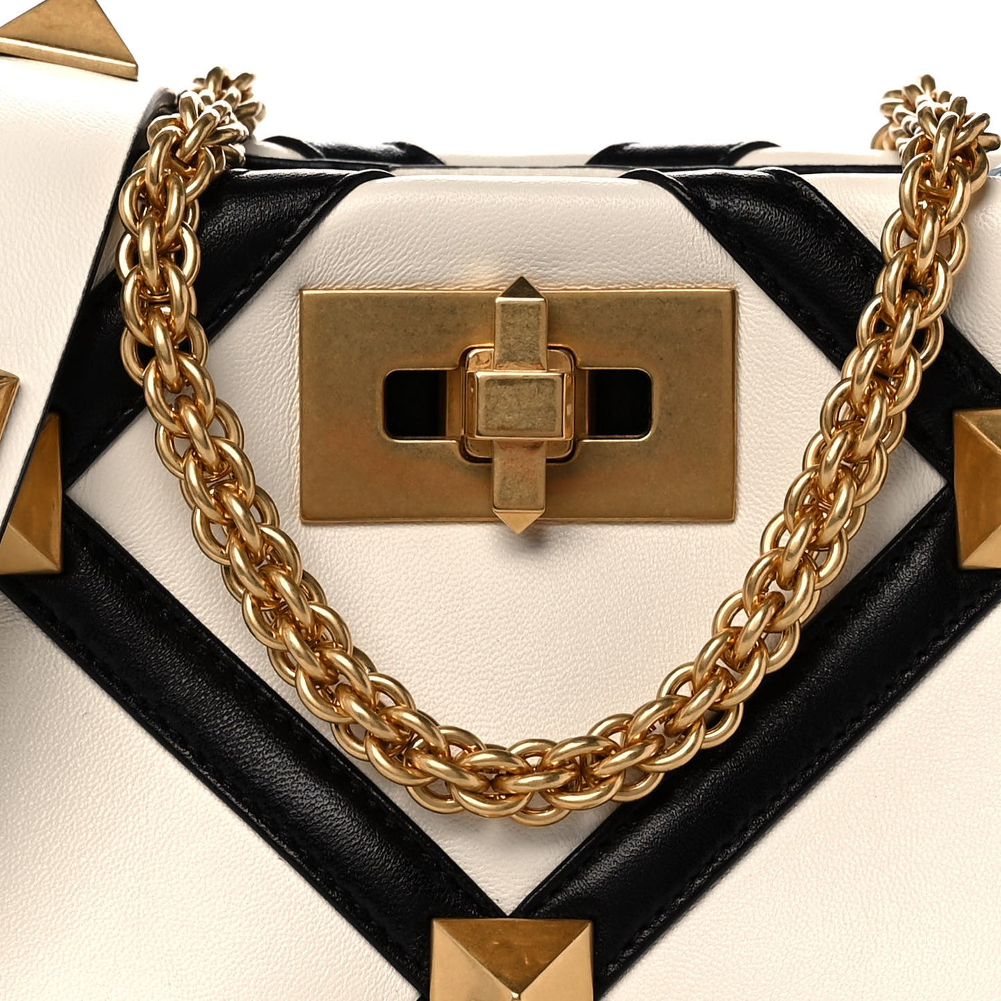 Nappa Small Roman Stud The Handle Bag Ivory Black