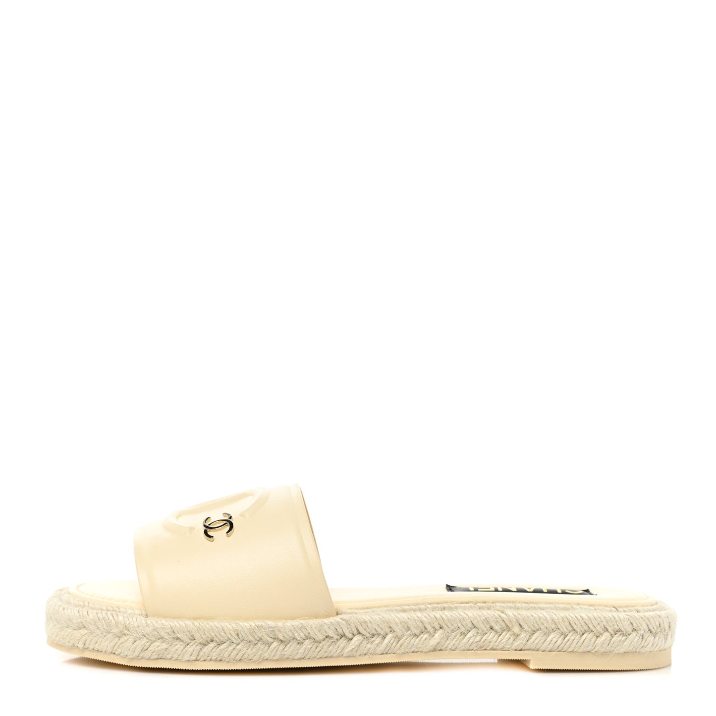 Lambskin CC Espadrille Slip On Sandals 41 White