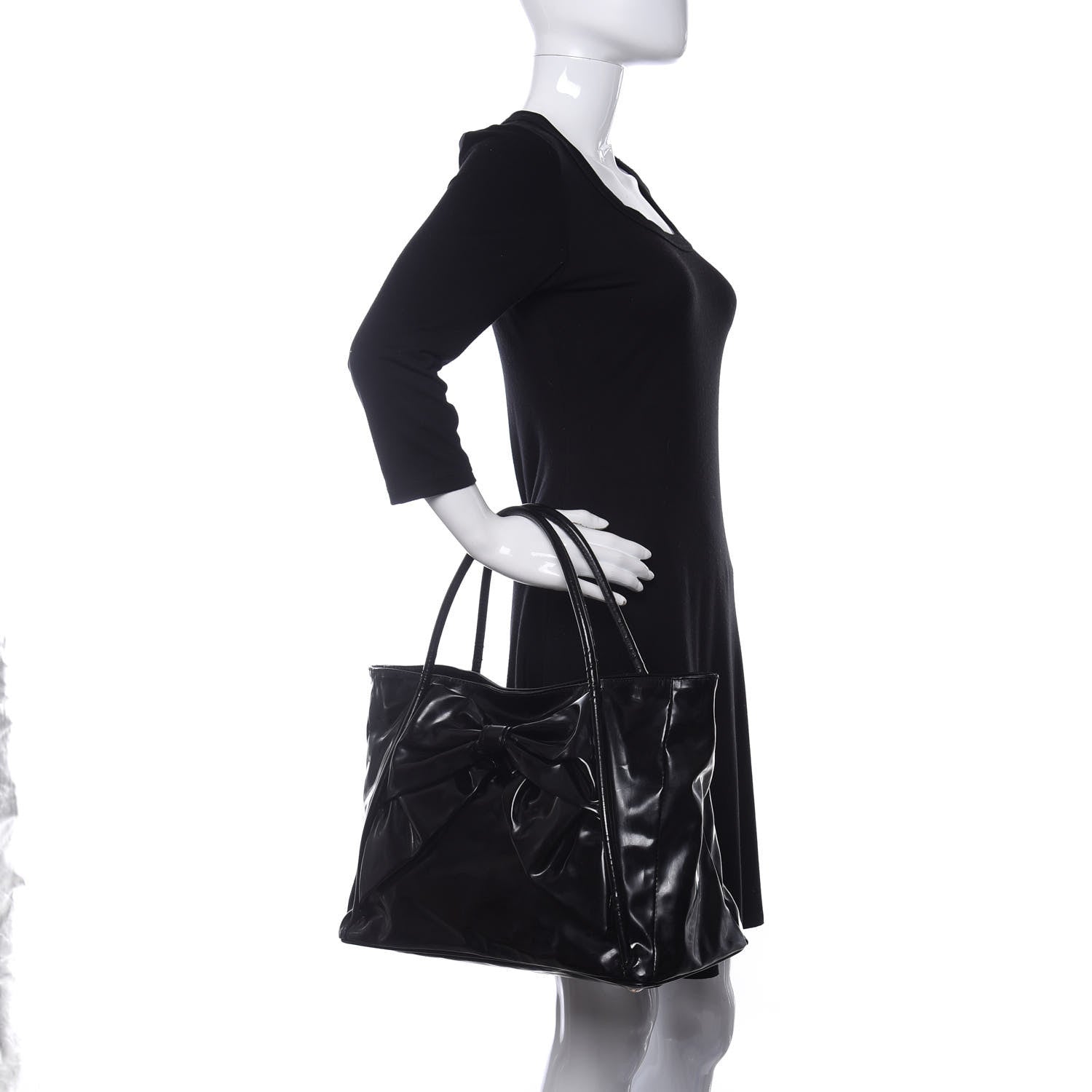 Valentino Garavani Patent Lacca Bow Tote Black 2 of 15
