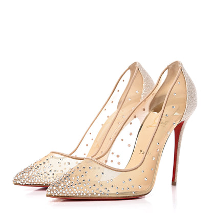 Christian Louboutin Rete Glitter Mini Specchio Strass Follies 100 Pumps 40 Crystal Moonlight 3 of 8