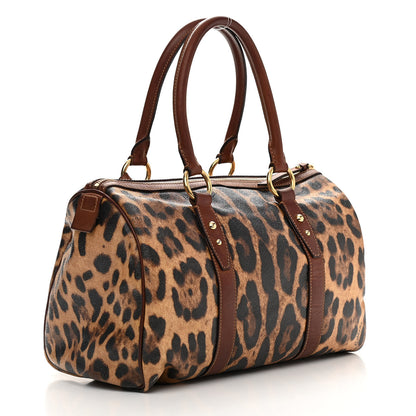 Dolce & Gabbana Coated Canvas Leopard Print Boston Bag 3 of 15