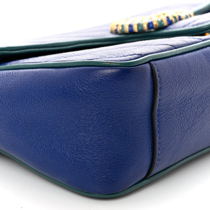 Gucci Azalea Calfskin Enamel Matelasse Diagonal Torchon GG Marmont Shoulder Bag Imperial Blue Pavone 9 of 10