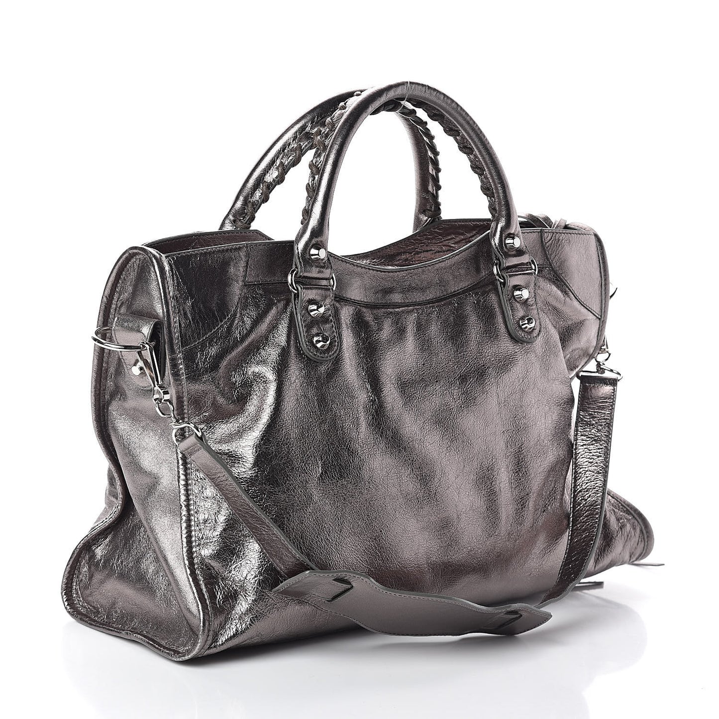 Metallic Agneau Classic Silver Hardware City Pewter