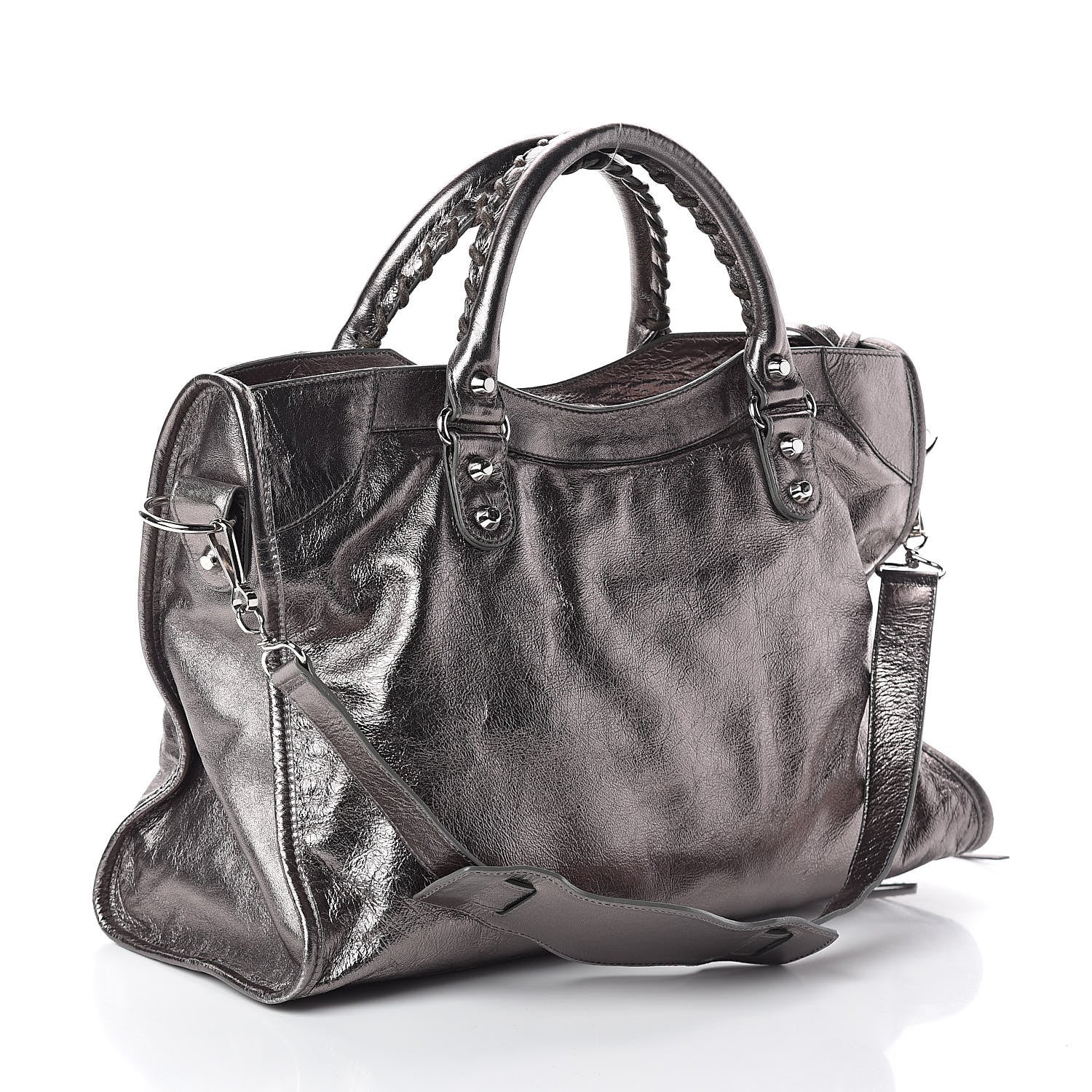 Balenciaga Metallic Agneau Classic Silver Hardware City Pewter 3 of 8