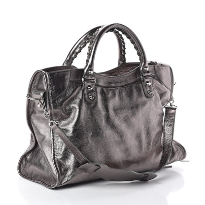 Balenciaga Metallic Agneau Classic Silver Hardware City Pewter 3 of 8