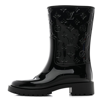 Louis Vuitton Rubber Embossed Monogram Drops Flat Half Boots 37 Black 1 of 9