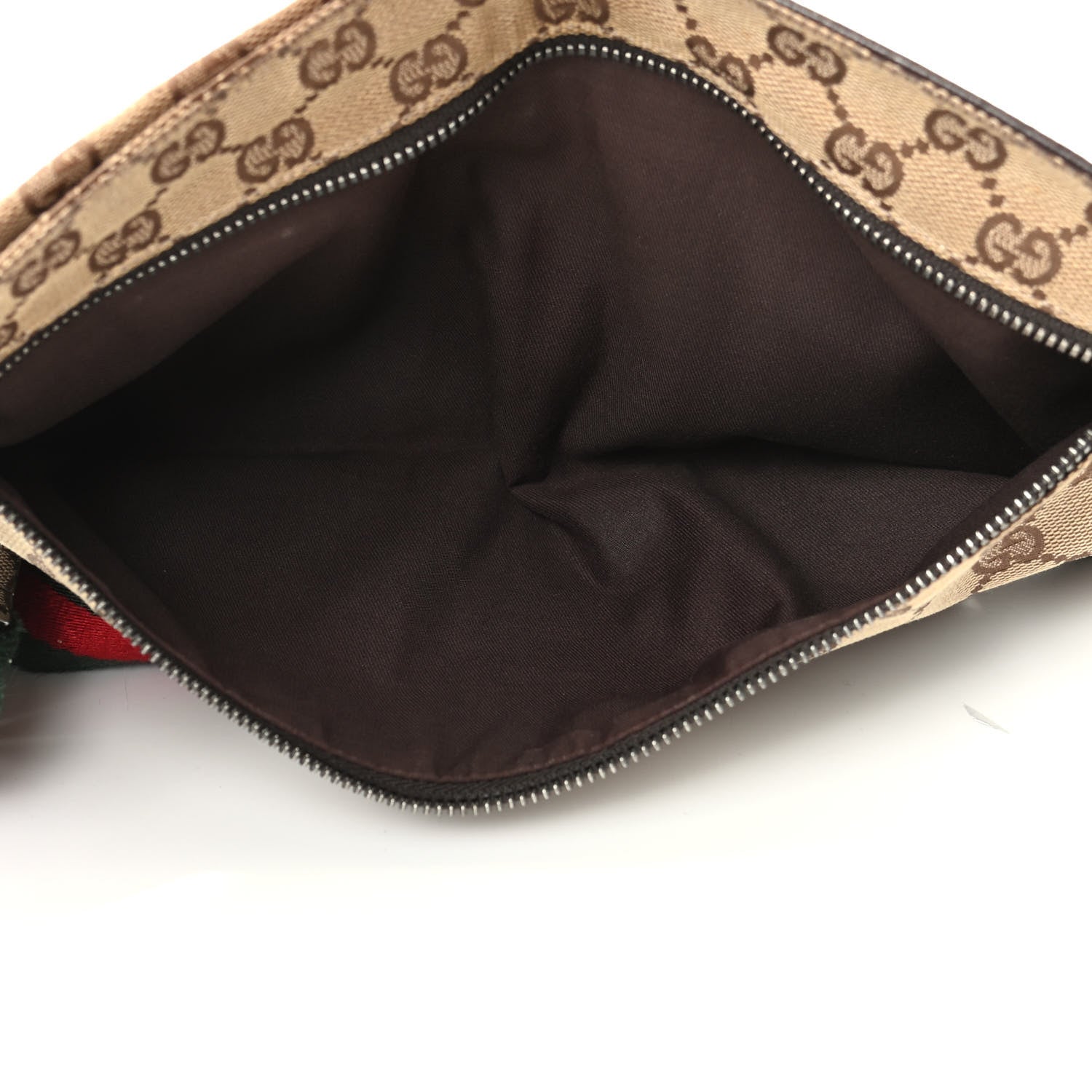 Gucci GG Monogram Web Double Pocket Belt Bag Dark Brown 5 of 11