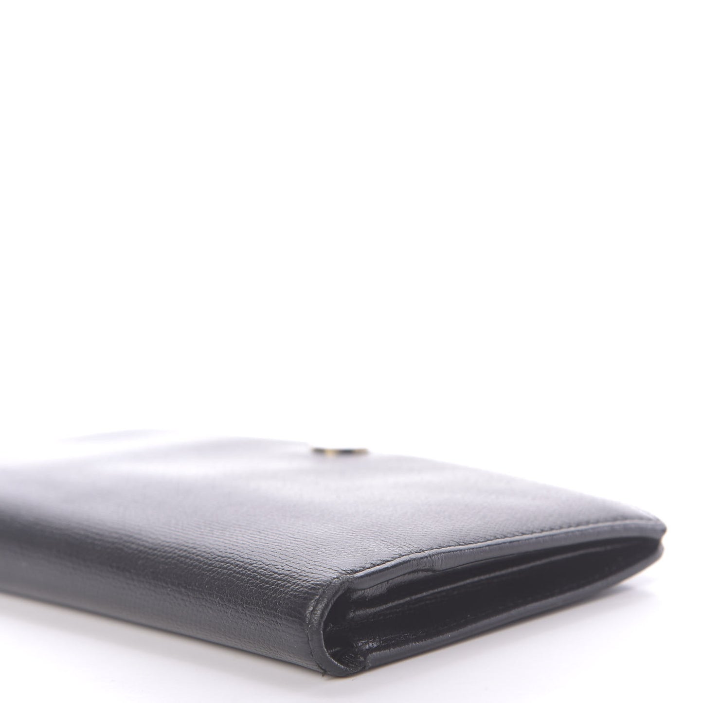 Grained Calfskin CC Button Yen Wallet Black