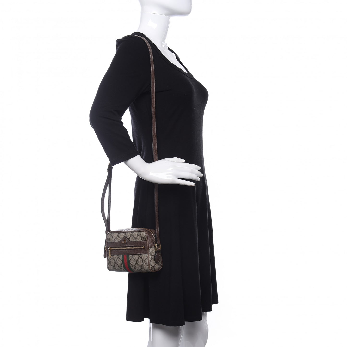 GG Supreme Monogram Web Mini Ophidia Shoulder Bag Brown