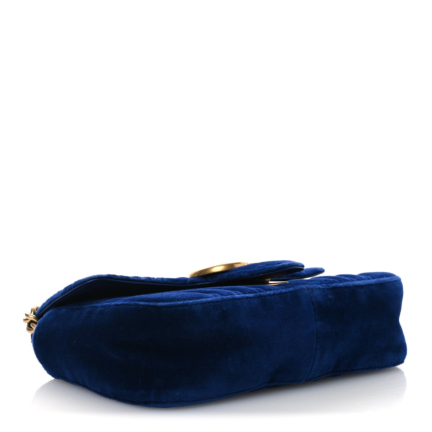 Gucci Velvet Matelasse Mini GG Marmont Shoulder Bag Cobalt Blue 4 of 12