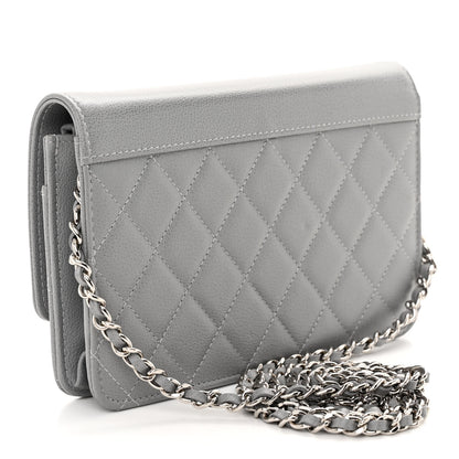 Chanel Grained Calfskin Quilted CC Box Wallet On Chain WOC Grey 3 of 11