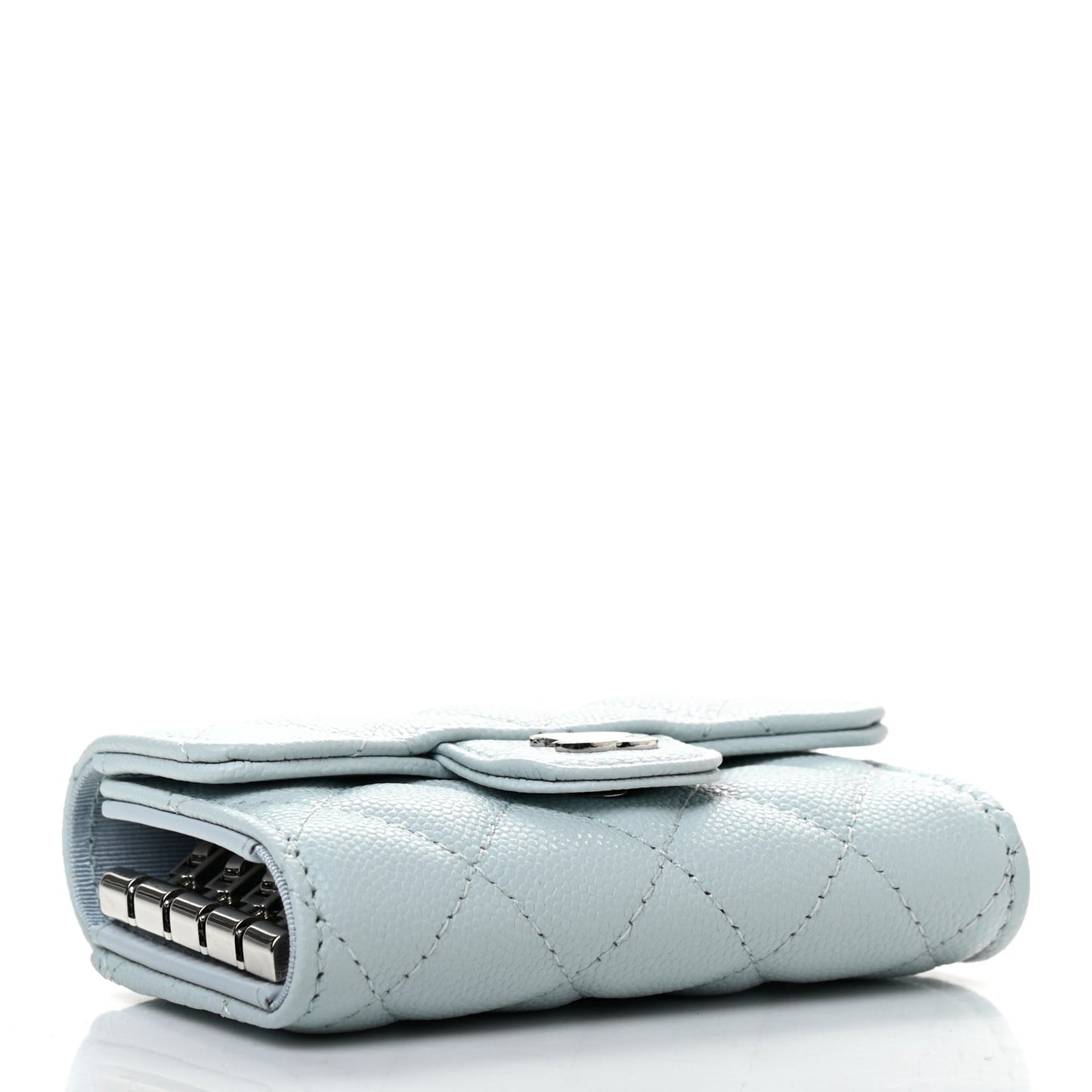 Caviar Quilted Classic 4 Key Holder Wallet Light Blue