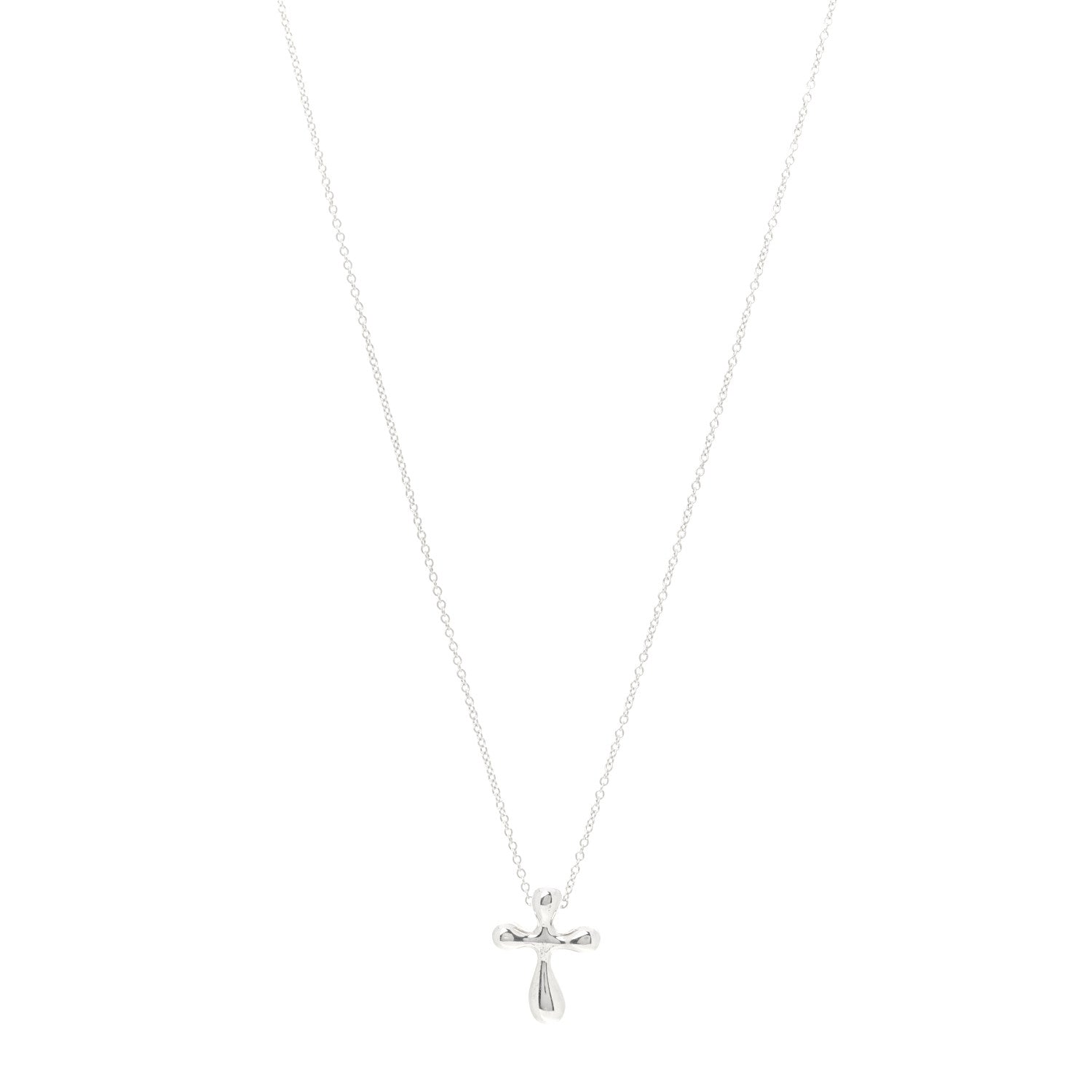 Tiffany Sterling Silver 16mm Elsa Peretti Cross Pendant Necklace 1 of 6