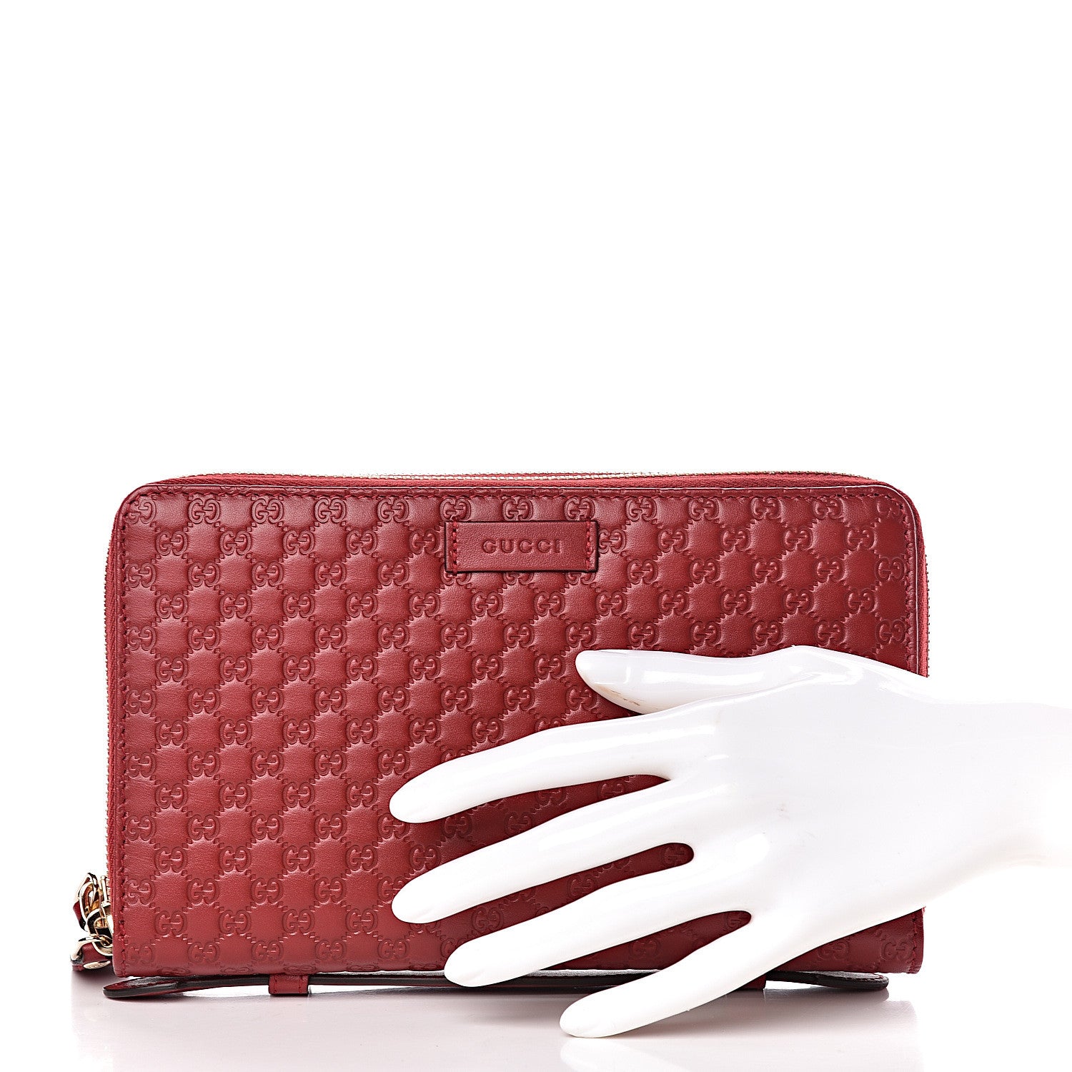 Gucci Microguccissima Zip Around Top Handle Travel Wallet Red 2 of 9