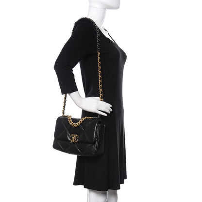 Chanel Goatskin Quilted Medium 19 Flap Black 2 of 11