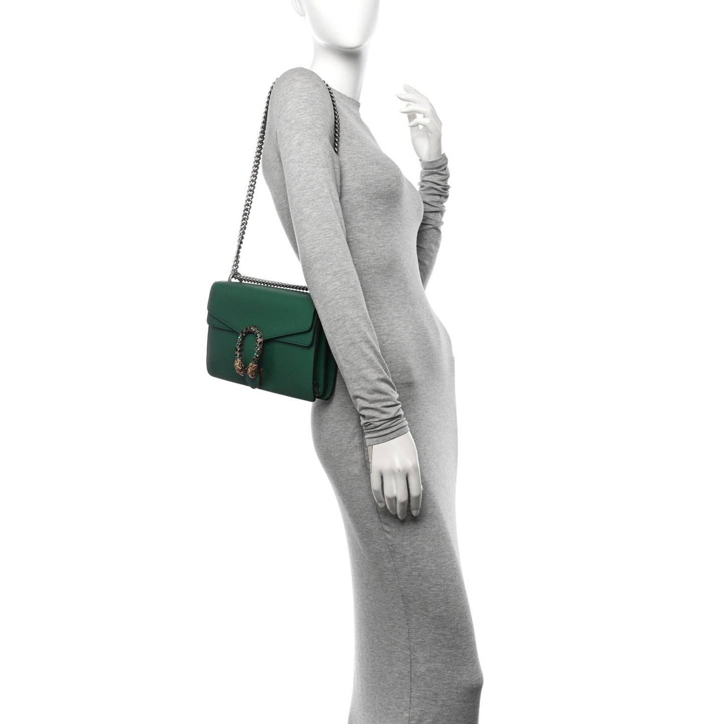 Pebbled Calfskin Small Dionysus Shoulder Bag Emerald