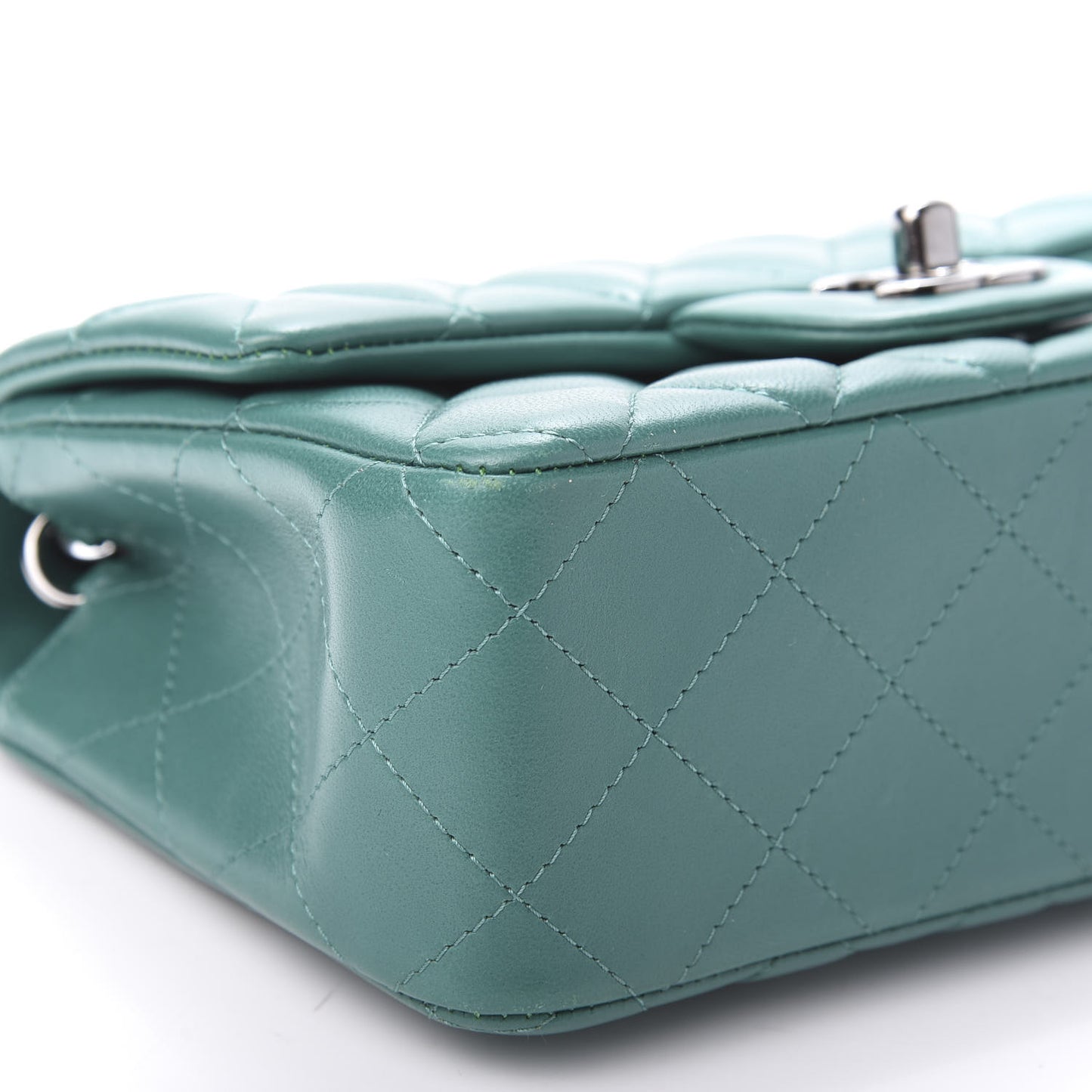 Lambskin Quilted Mini Rectangular Flap Green