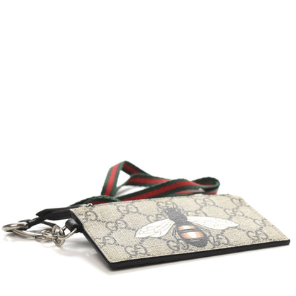 Gucci GG Supreme Monogram Bee Print Key Coin Case Card Holder Beige Black 4 of 6