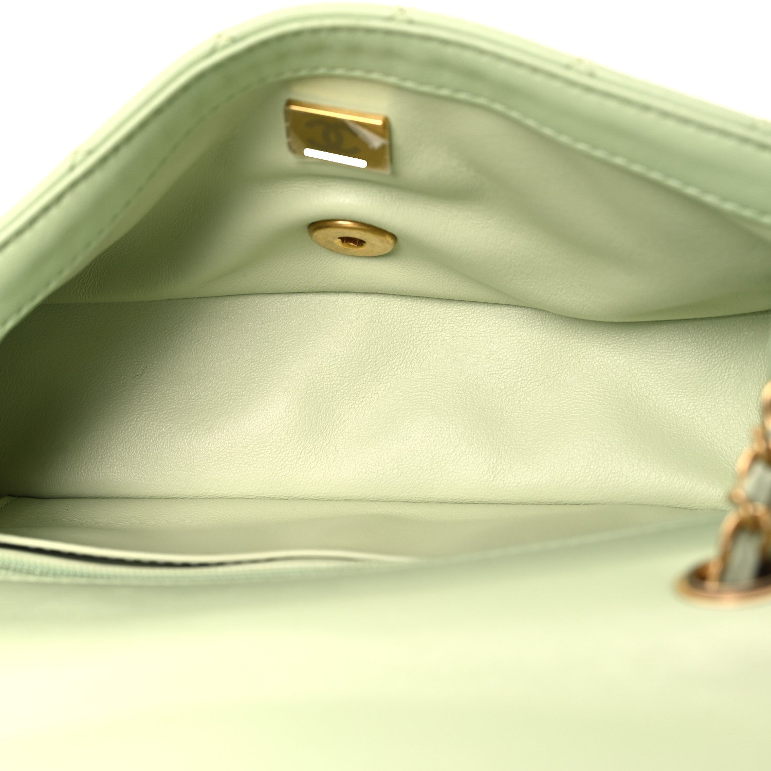 Chanel Lambskin Quilted Mini Rectangular Pearl Crush Flap Light Green 5 of 10