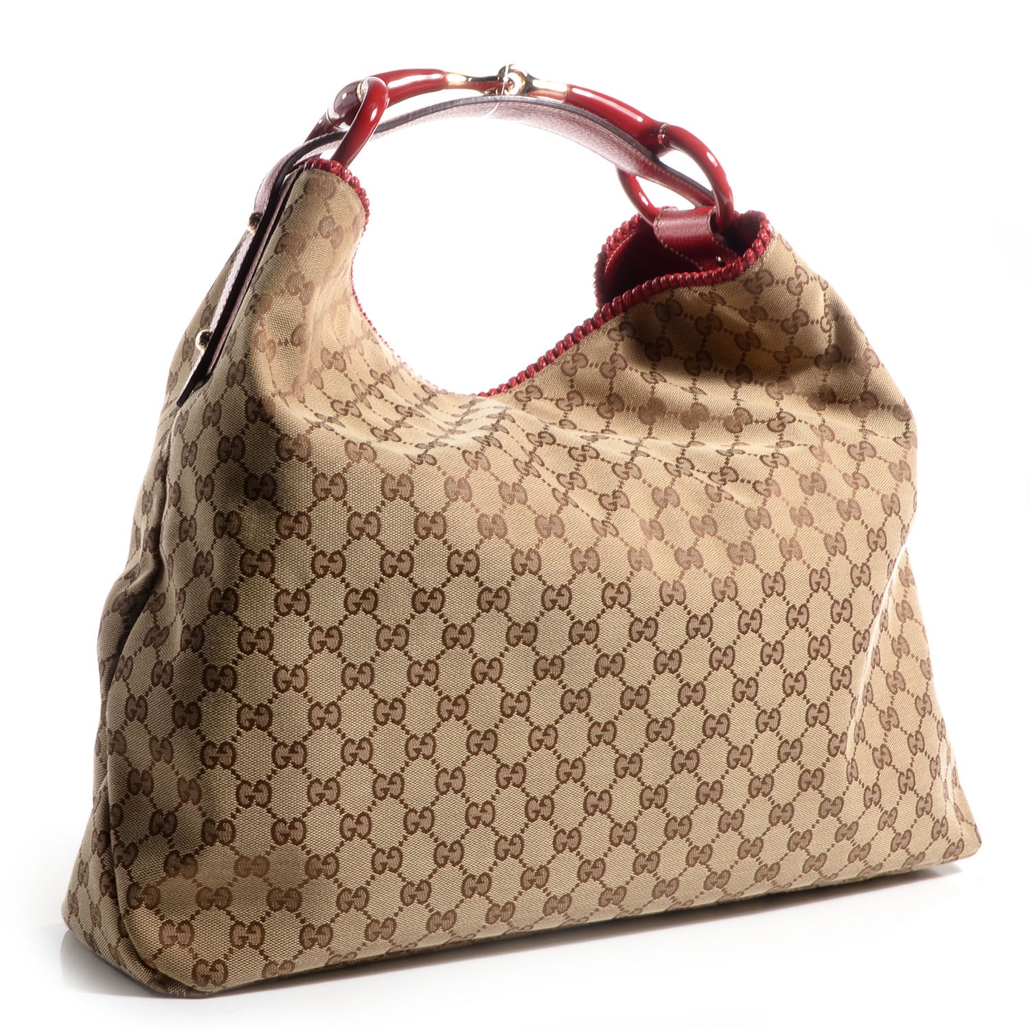 Gucci Monogram Large Horsebit Chain Hobo Red 3 of 7