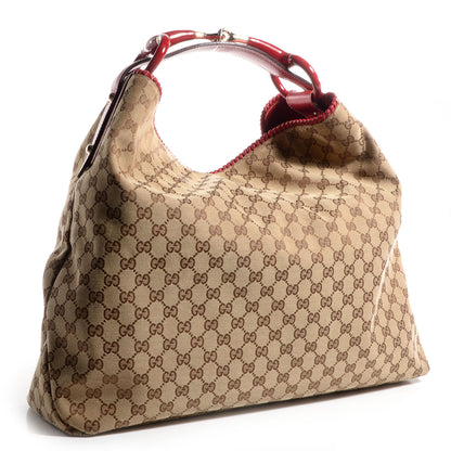 Gucci Monogram Large Horsebit Chain Hobo Red 3 of 7