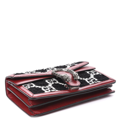 Gucci Tweed GG Monogram Small Dionysus Shoulder Bag Black White Romantic Cherry 5 of 11