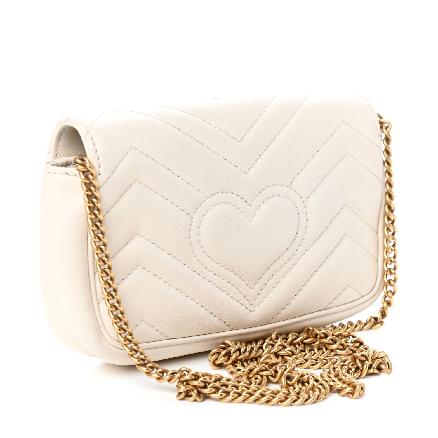 Gucci Calfskin Matelasse Super Mini GG Marmont Shoulder Bag White 3 of 8