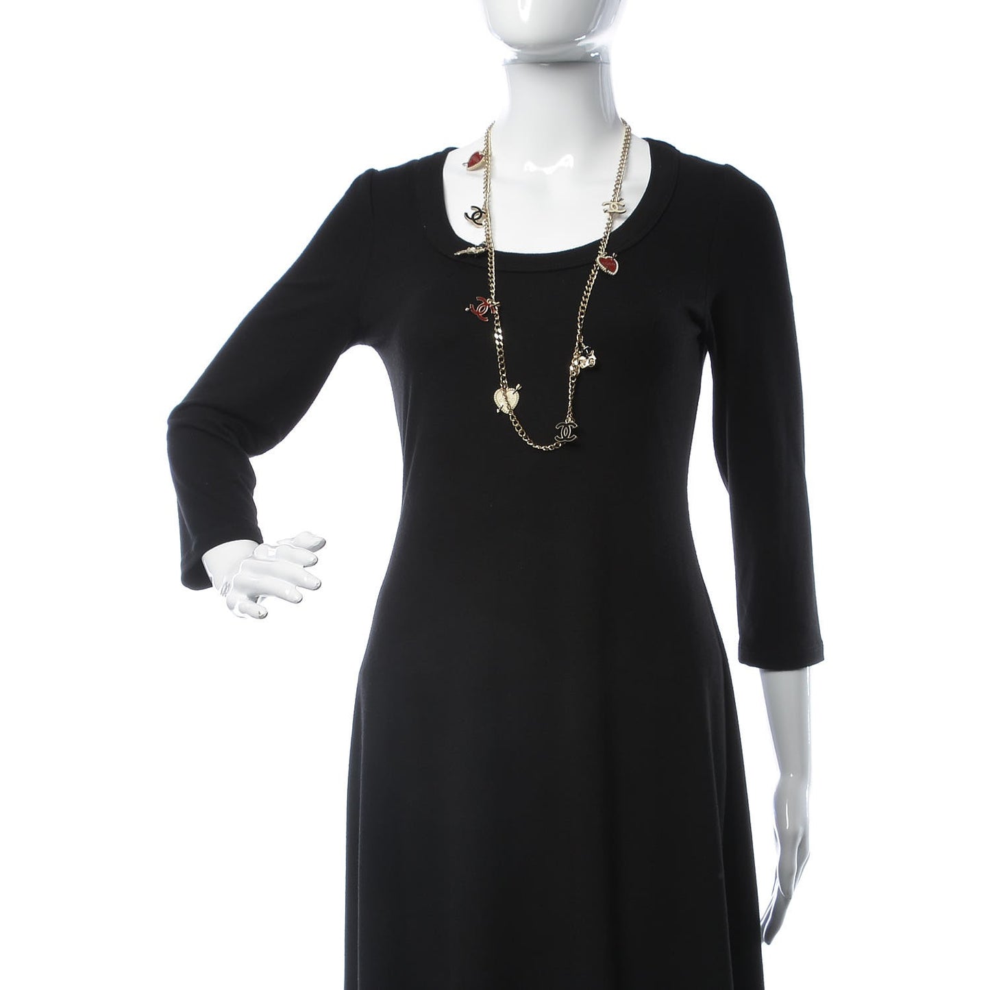 Enamel Charm CC Long Necklace Gold