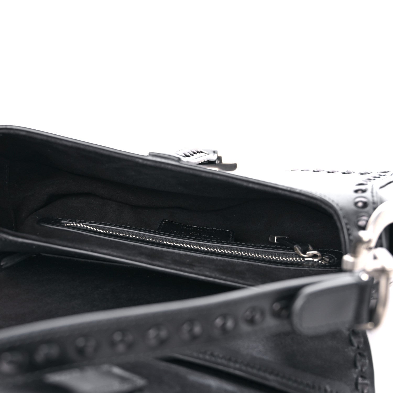 Christian Dior Calfskin Studded Saddle Bag With Strap Black 4 of 10