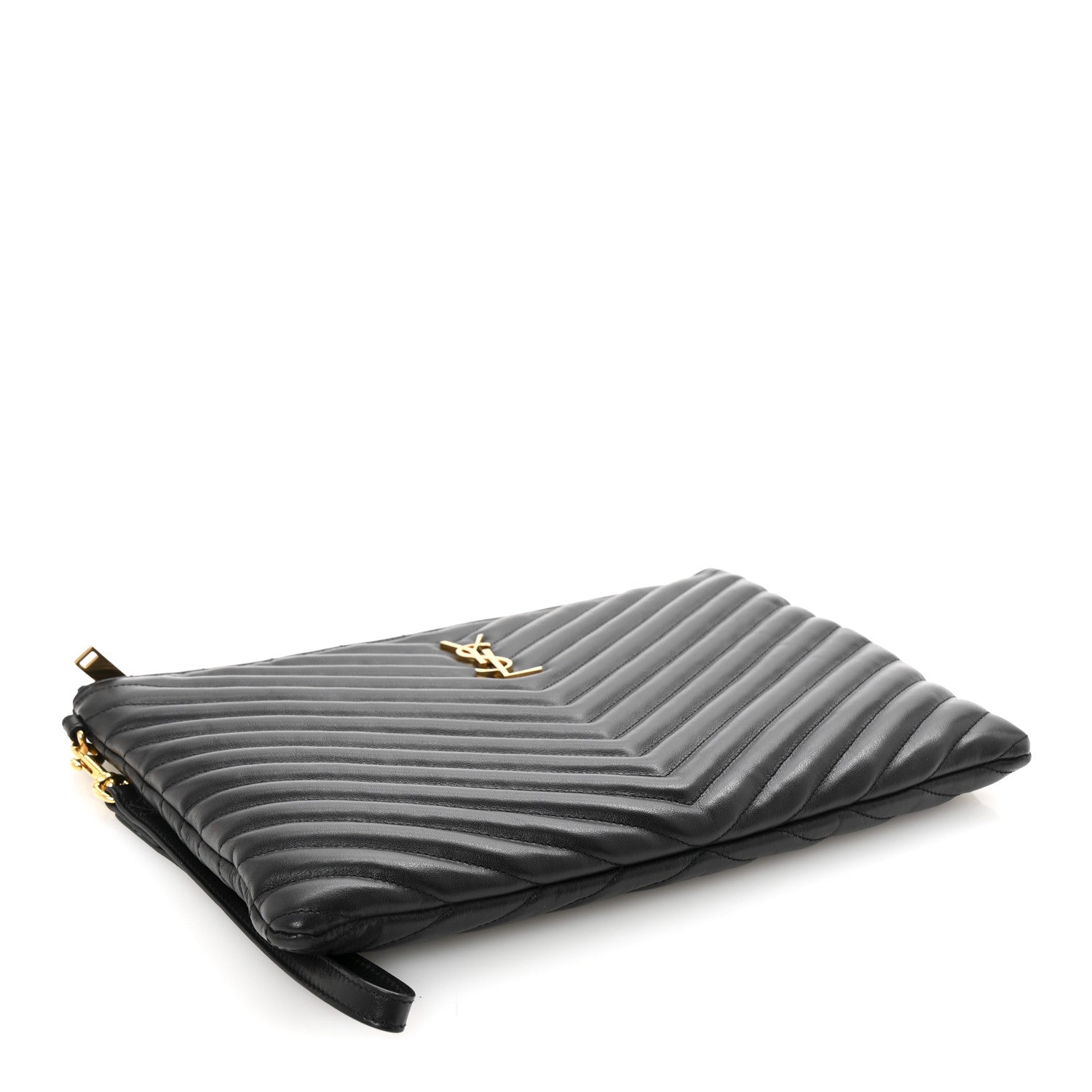 Saint Laurent Calfskin Matelasse Monogram Cassandre Tablet Pouch Black 7 of 14