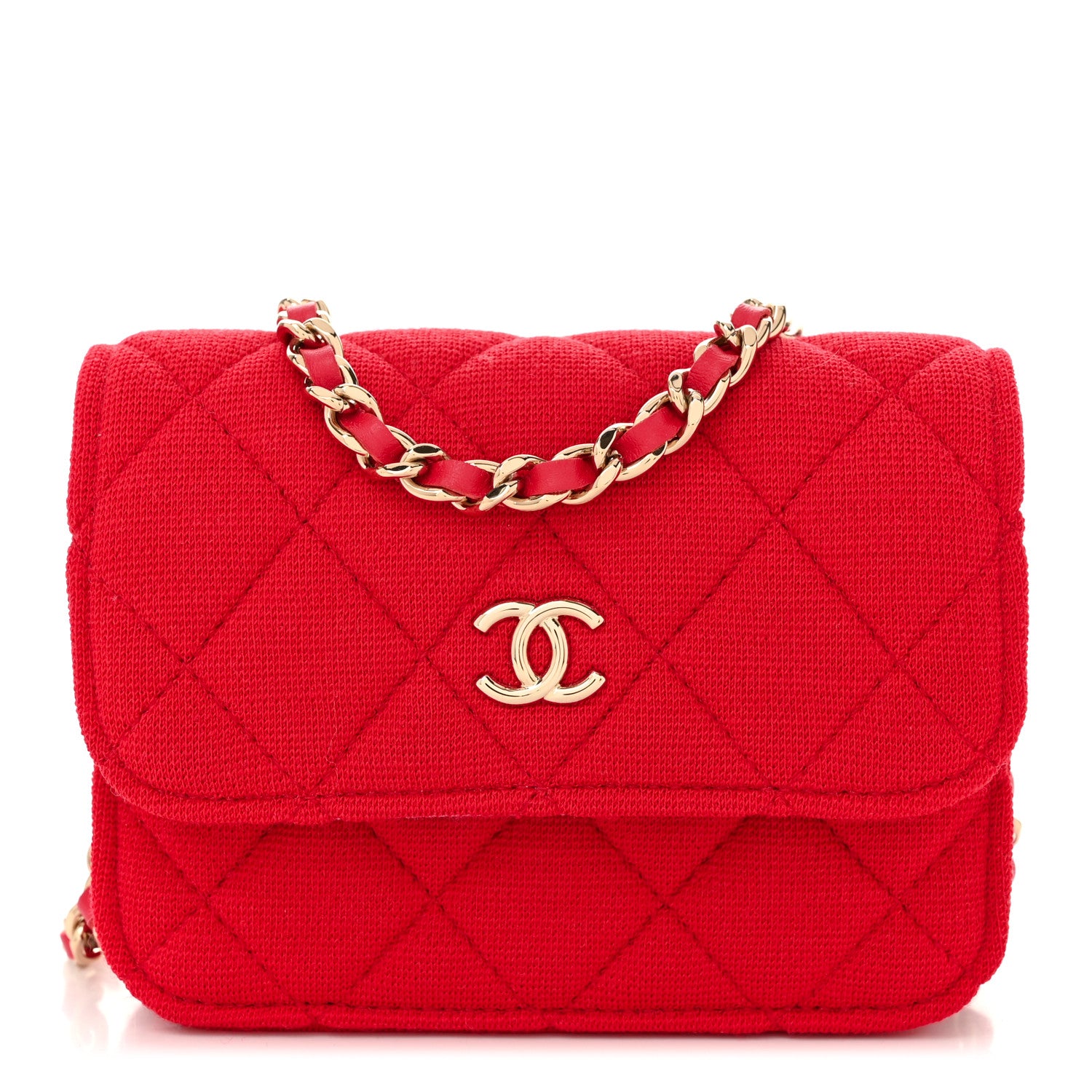 Chanel Jersey Quilted Micro Mini Flap Red 1 of 11