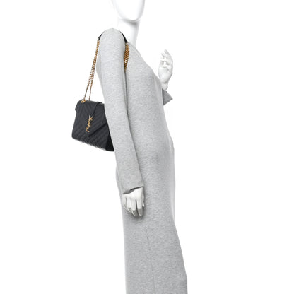 Saint Laurent Grain De Poudre Textured Mixed Matelasse Triquilt Medium Monogram Satchel Black 2 of 10