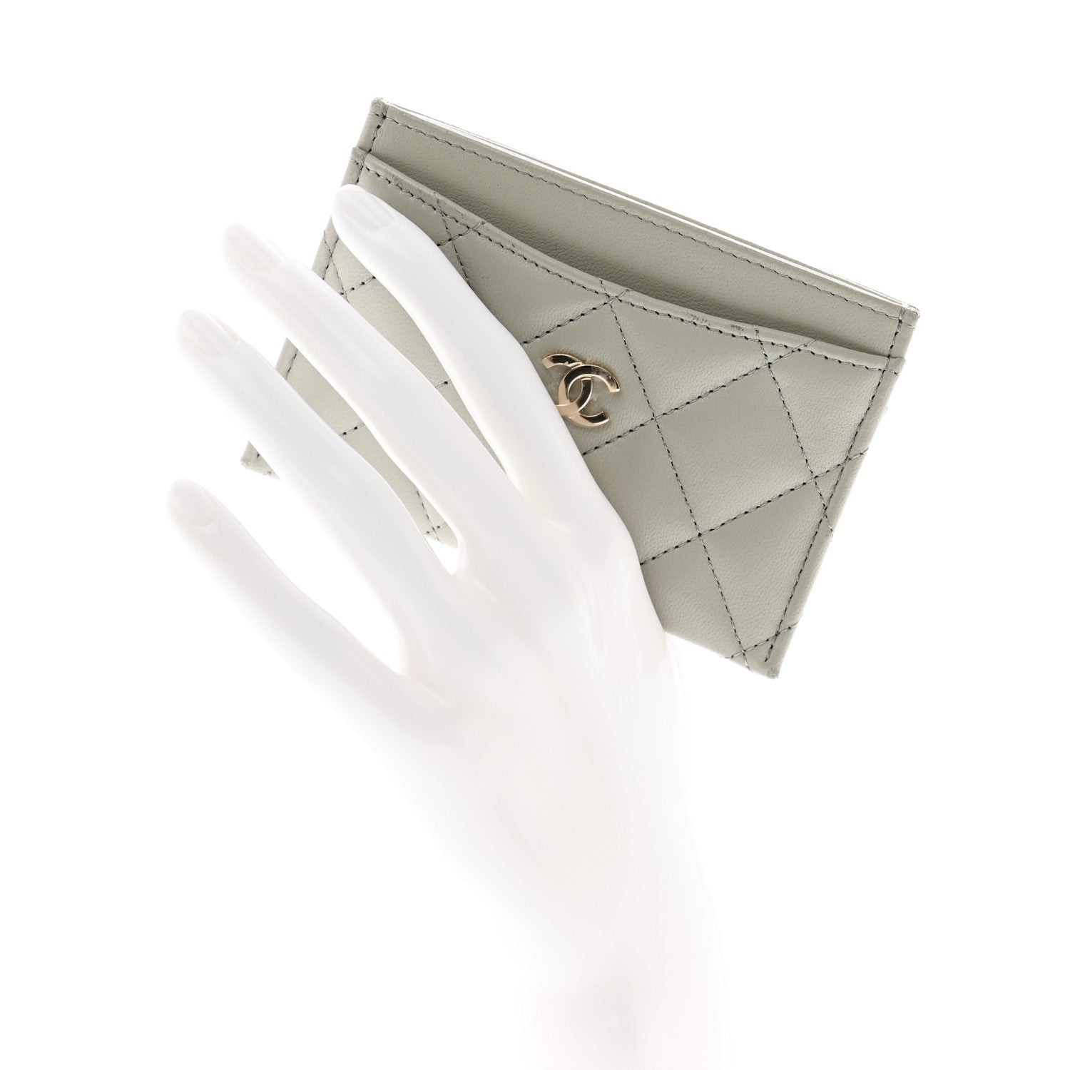 Chanel Lambskin Quilted Card Holder Grey 2 of 10