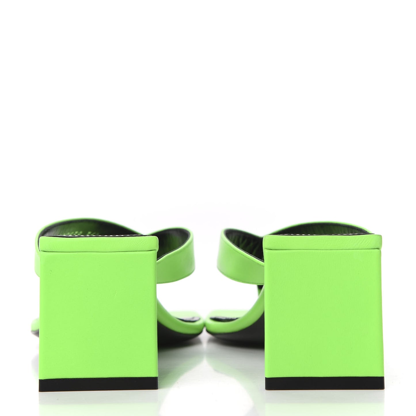 Shiny Sheepskin Double Square Flat 60mm Sandals 36.5 Fluo Green Black