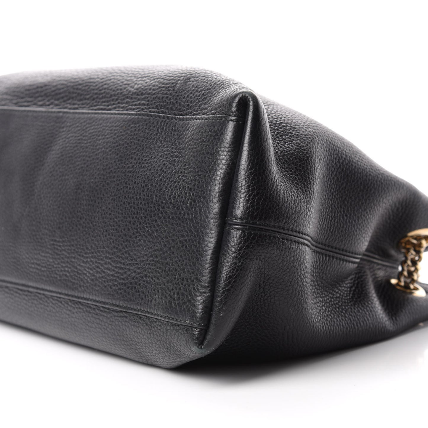 Pebbled Calfskin Medium Soho Chain Shoulder Bag Black