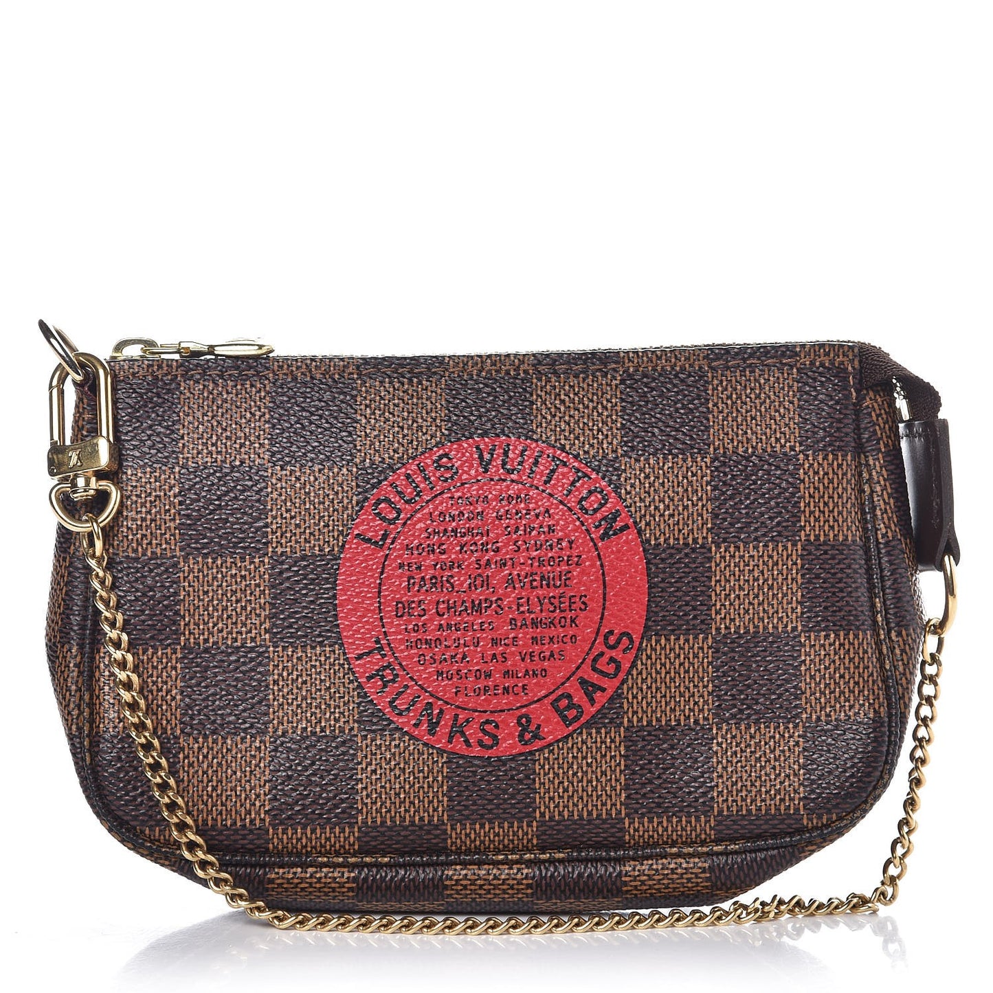 Damier Ebene Complice Trunks and Bags Mini Pochette Accessories Red