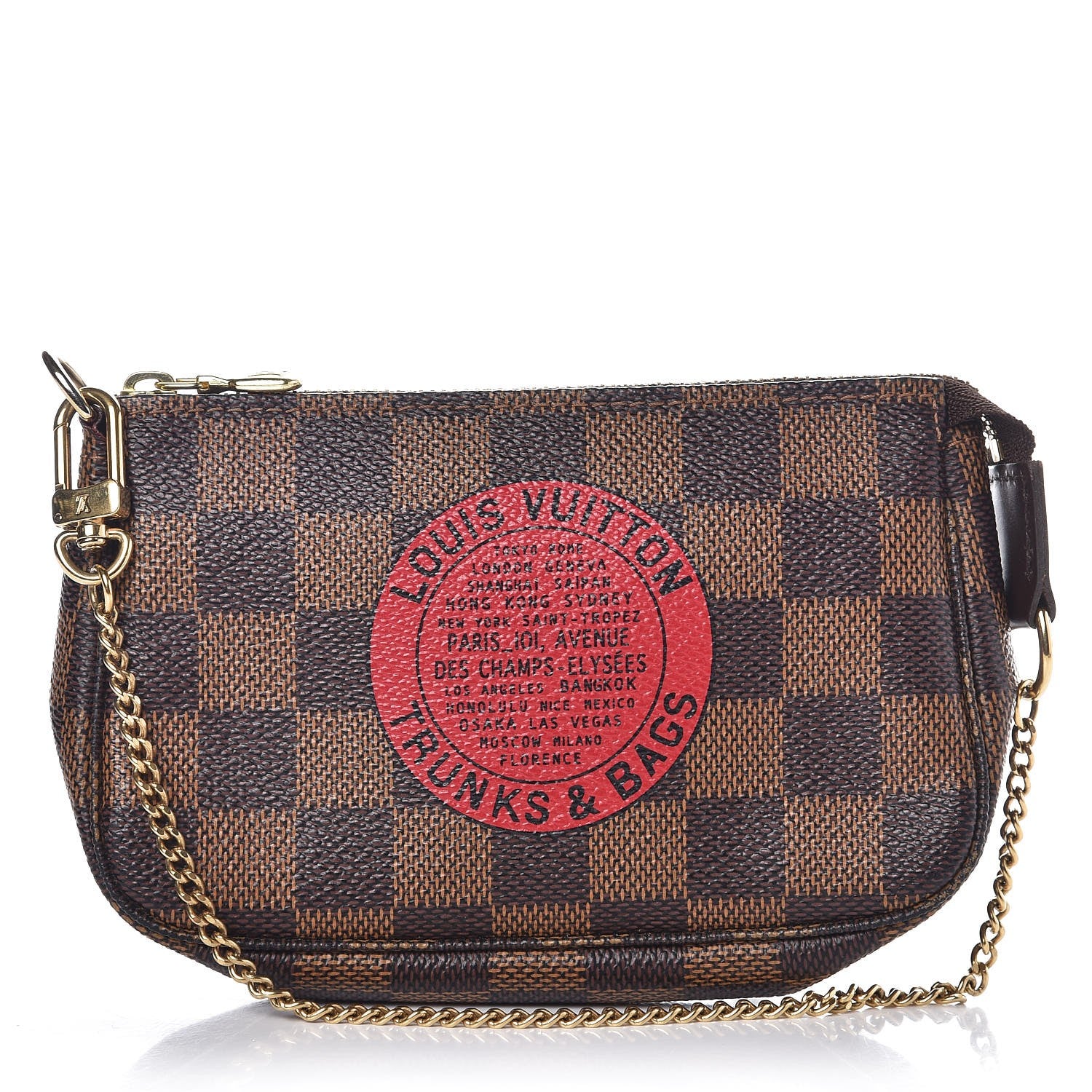 Louis Vuitton Damier Ebene Complice Trunks and Bags Mini Pochette Accessories Red 1 of 8