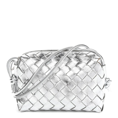 Bottega Veneta Metallic Calfskin Intrecciato Mini Loop Camera Bag Silver 1 of 8