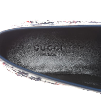 Gucci Tweed Check Horsebit Womens Jordaan Loafers 36 Gardenia Ink Blue Agata 7 of 8