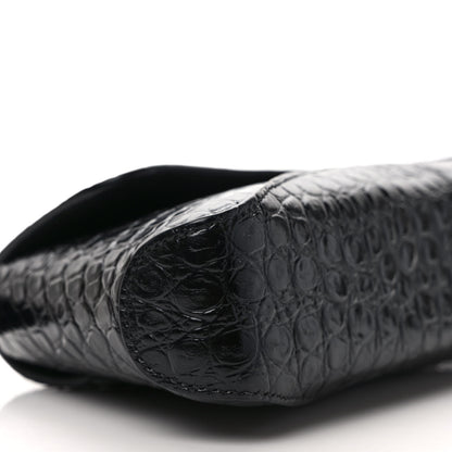 Balenciaga Shiny Super Supple Calfskin Crocodile Embossed Small XX Flap Stretch Bag Black 7 of 9