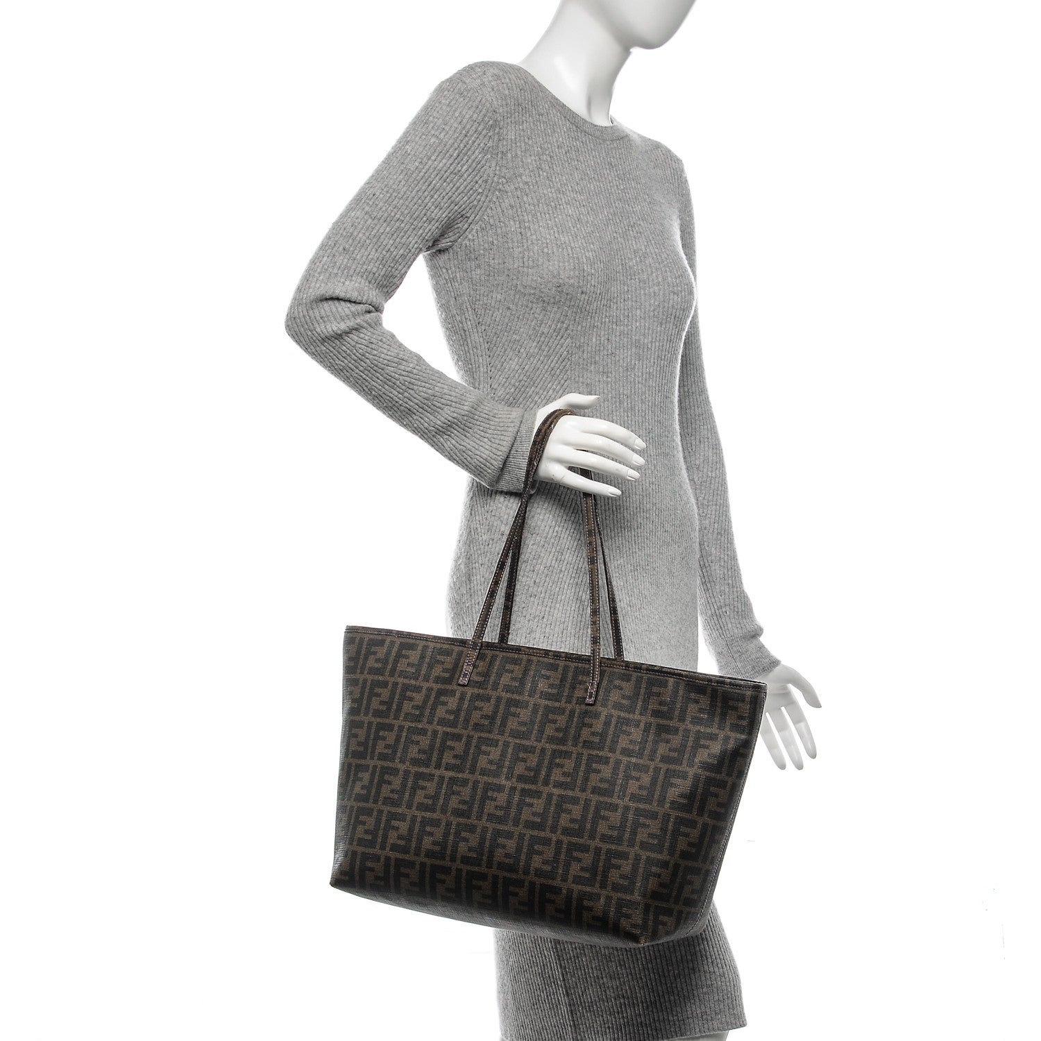 Fendi Zucca Spalmati Medium Roll Tote Tobacco Viola 2 of 11