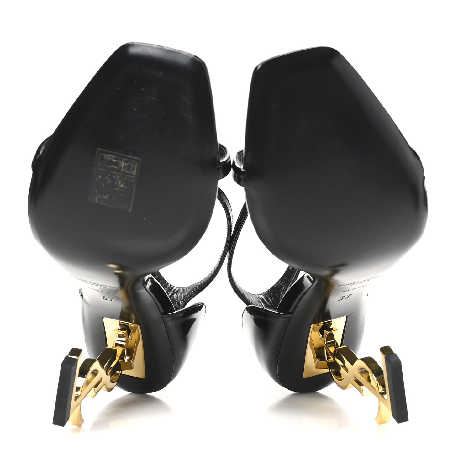 Patent Calfskin Opyum 110 Sandals 37 Black Gold