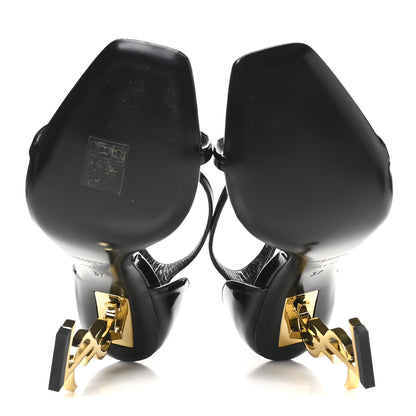 Saint Laurent Patent Calfskin Opyum 110 Sandals 37 Black Gold 6 of 9